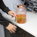 4 of 5:Home Basics Plastic Beverage Drink Dispenser with Carrying Lid, Rose Gold, 1 Gallon 