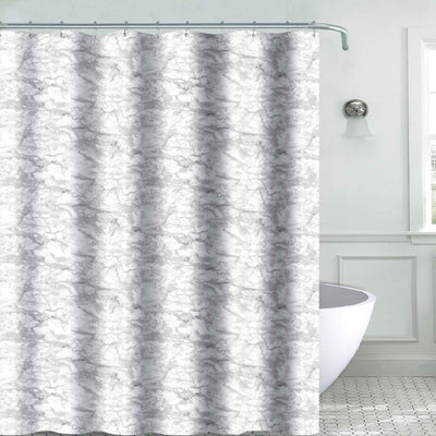 1 of 1:Bruna Marble Printed Canvas Shower Curtain, White-Gray, 70x72 Inches 