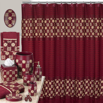 9 of 9:Elegant Rose Complete Bath Ensemble Decor Set, Burgundy, All Sold Separately 
