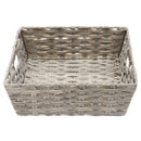 3 of 4:Home Basics Large Faux Rattan Basket with Cut-out Handles, Grey 