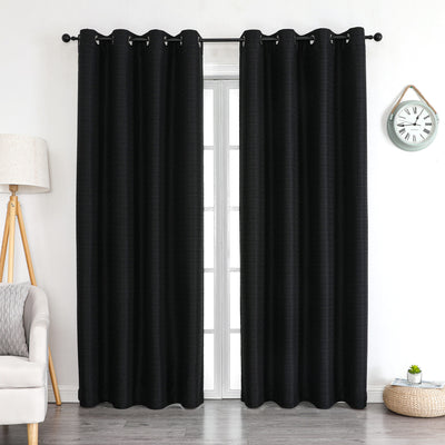 2 of 24:Yola Blackout Textured Jacquard Grommet Window Panel, 52x84 Inches 