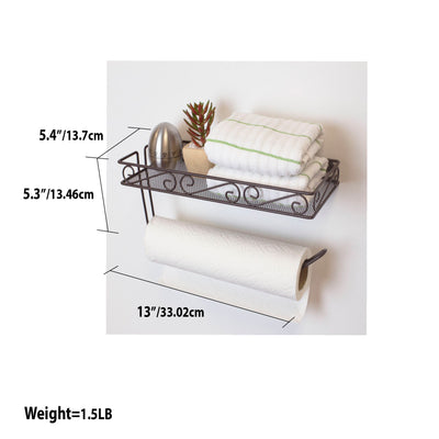 9 of 10:Porte-essuie-tout mural avec panier Home Basics Scroll Collection, bronze 