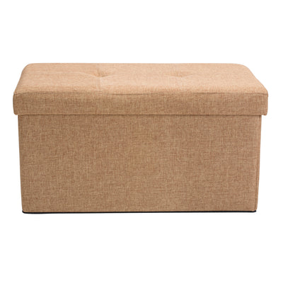 2 of 5:Simplify Faux Linen Double Folding Storage Ottoman in Camel 