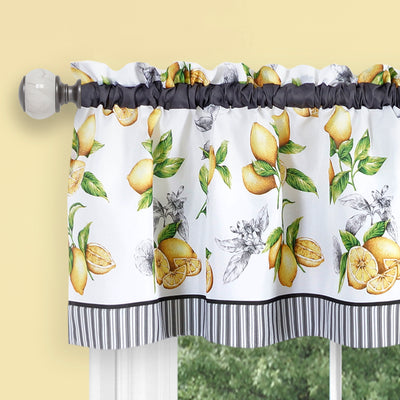 2 of 2:Ensemble de rideaux à volants et cantonnières motif goutte de citron - 58 x 24 - Jaune 