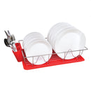 2 of 3:Detalles de la cocina Escurreplatos cromado de 3 piezas con bandeja en rojo 