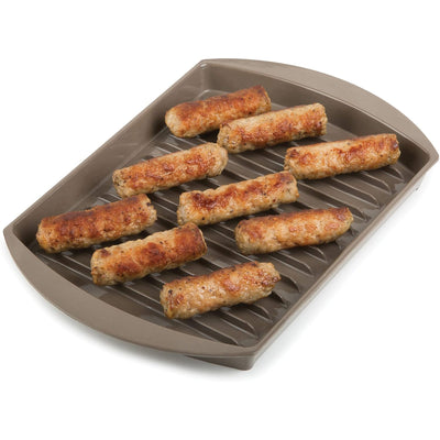 8 of 8:Prep Solutions Microwave Small Bacon Grill with Vented Cover, Brown, 10 x 7 Inches 
