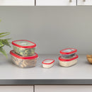 4 of 5:Home Basics 5 Piece Spill-Proof  Rectangle Plastic Food Storage  Container with Ventilated, Snap-On  Lids, Red 