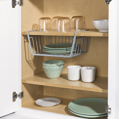 5 of 6:Home Basics Small Under Shelf Vinyl Coated Steel Basket, Silver 