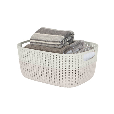 2 of 4:Simplify 2-Tone Decorative Large Storage Basket in Ivory 