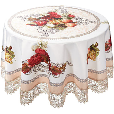 6 of 15:Fruttela Decorative Tablecloth with Macrame Lace Trimming 