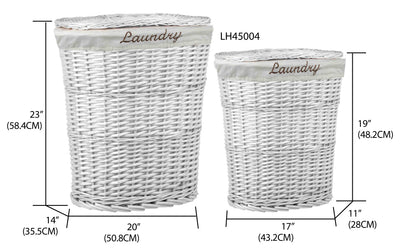 3 of 3:Home Basics  2 Piece  Wicker Hamper with Liner, White 