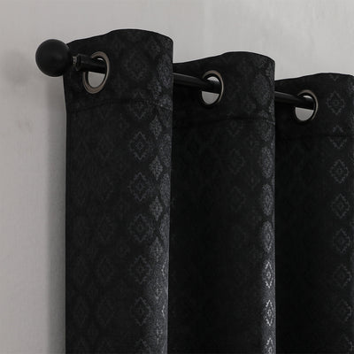 17 of 18:Tobias Damask Metallic Grommet Blackout Window Panel, 52x84 Inches 