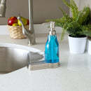 5 of 6:Home Basics Plastic Soap Dispenser with Brushed Steel Top and Sponge Holder, Satin Nickel 