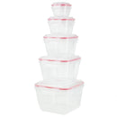 2 of 5:Home Basics Lot de 10 boîtes de conservation carrées verrouillables en plastique avec couvercles à clipser ventilés, rouge 