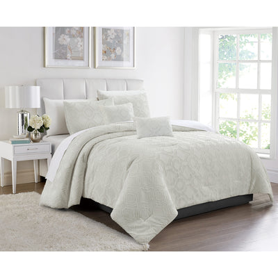 7 of 10:Harmony 5 Piece Moroccan Clip Jacquard Comforter Set 