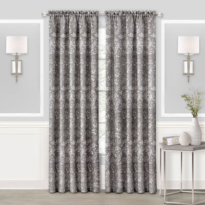 1 of 6:Panel de cortina para ventana con bolsillo para barra Charlotte - 52x63 - Gris 