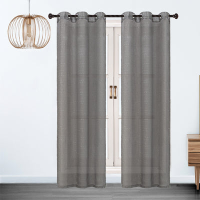 1 of 4:Sasha 2 Pack Sheer Metallic Embroidered Grommet Window Panel, 38x84 Inches Each 