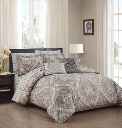 1 of 2:Tisdale Ogee Reversible 9-Piece Comforter Set, Taupe 