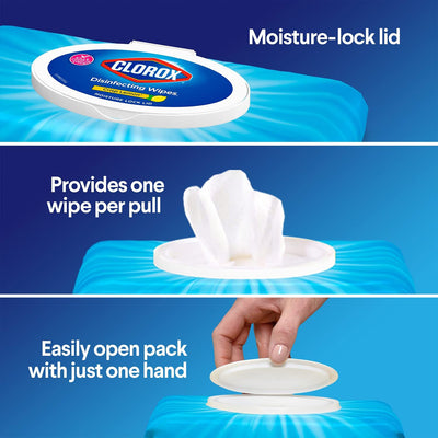 5 of 9:Clorox Toallitas desinfectantes, toallitas de limpieza sin lejía, limón crujiente, 75 unidades 