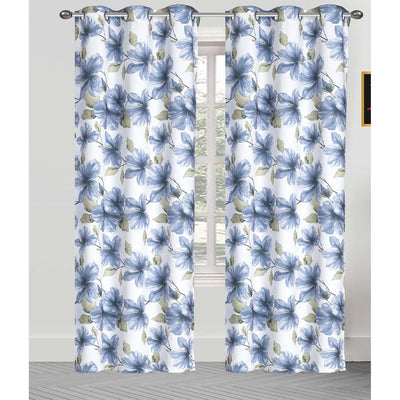 4 of 4:Mackenzie 2 Pack Floral Printed Room Darkening Grommet Window Panel, 2-38x84 Inches 