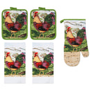 51 of 61:PREMIUS 5 Piece Printed Kitchen Linen Set, 2 Cotton Towels, 2 Pot Holders, 1 Oven Mitt 