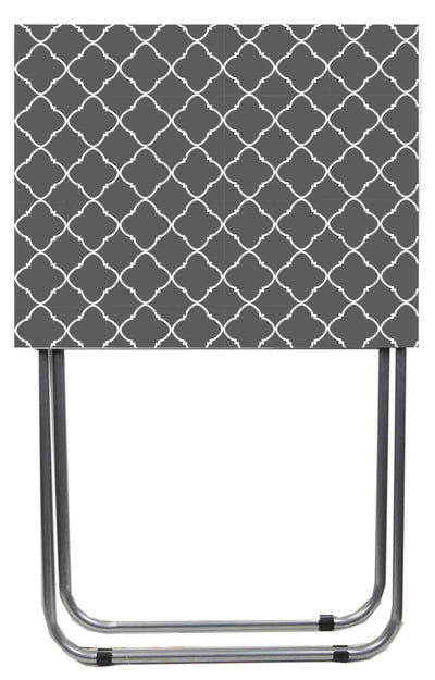 1 of 7:Table pliante polyvalente Home Basics, gris treillis, 38 x 48 x 64 cm 