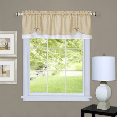 1 of 3:Darcy Window Curtain Valance 58x14 - Tan/White 