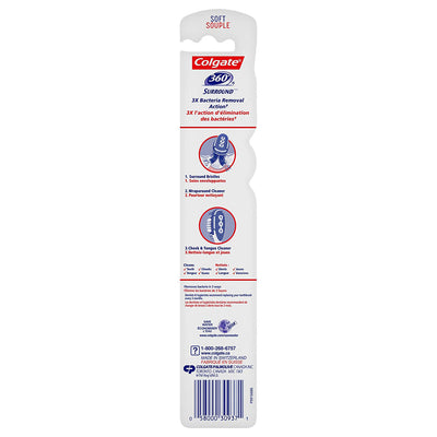 8 of 9:Brosses à dents manuelles Colgate 360 Surround avec nettoyeur de langue et de joues, lot de 6 (lot de 3) 