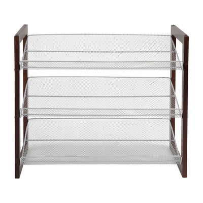 1 of 4:Neu Home Zapatero con estante de malla de 3 niveles en color espresso 