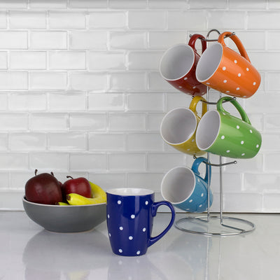 5 of 7:Home Basics 6-Piece Mug Stand With Polka Dot Print Mug 