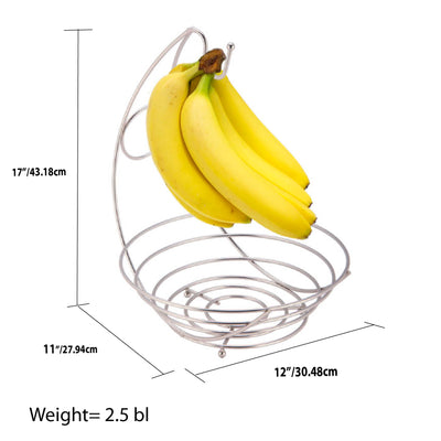 3 of 3:Home Basics Satin Nickel Fruit Bowl with Banana Tree 