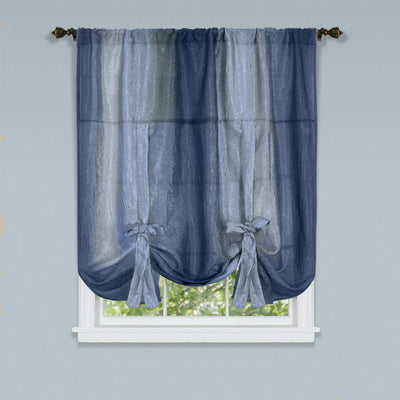 1 of 1:Rideau de fenêtre ombré à nouer 50 x 63 cm - Bleu 