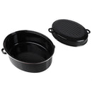 2 of 7:Home Basics Sartén ovalada profunda antiadherente de acero al carbono esmaltado con tapa, negro, 16 pulgadas 