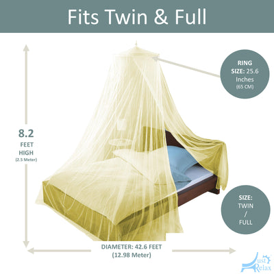 4 of 7:Just Relax Elegant Mosquito Net Bed Canopy Set, Yellow, Twin-Full 