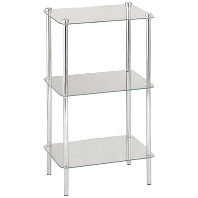 3 of 6:Home Basics 3 Tier Multi Use Rectangle Glass Corner Shelf, Clear 