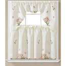 1 of 1:Shona 3 Piece Embroidered Kitchen Curtain Set, White, Swag 60x36, Tiers 30x36 Inches 
