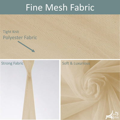 6 of 7:Just Relax Elegant Mosquito Net Bed Canopy Set, Beige, Queen-King 