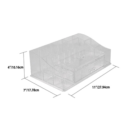 5 of 5:Home Basics Organizador de cosméticos grande de plástico resistente a roturas con múltiples compartimentos y cajón de fácil apertura, transparente 