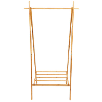 3 of 4:Home Basics A Frame Bamboo Garment Rack with Bottom Shelf, Natural 
