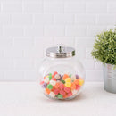 3 of 4:Conceptos básicos del hogar Mediano 57,48 oz. Tarro redondo de vidrio para almacenamiento de dulces, mediano, con tapa de acero inoxidable, transparente 