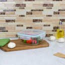4 of 5:Récipient alimentaire carré en verre borosilicaté Home Basics de 1 134 g avec couvercle verrouillable en plastique étanche et hermétique 