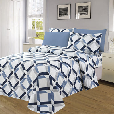 1 of 4:Premium Bright 4 & 6 Piece Wrinkle-Free Sheet Set, Arctic Grid 