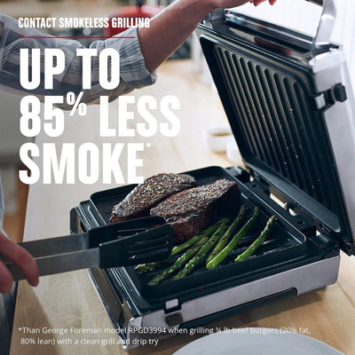4 of 4:George Foreman Digital Stainless Steel Smokeless Grill, GRD6090B, 4-6 Servings 