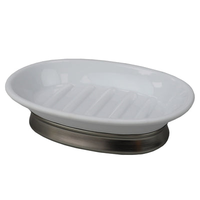 1 of 2:Home Basics Rubberized Plastic Countertop  Pedestal  Soap Dish with  Non-Skid Metal Base, White 