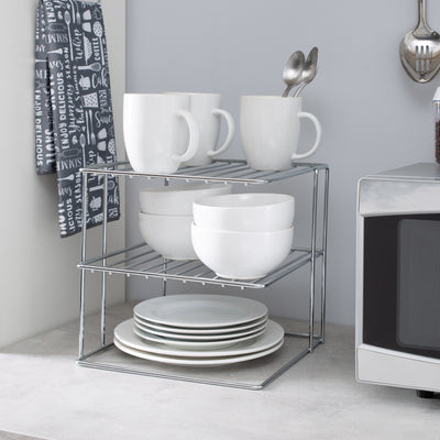 3 of 4:Étagère d'angle jumbo à 3 niveaux Neu Home en chrome 