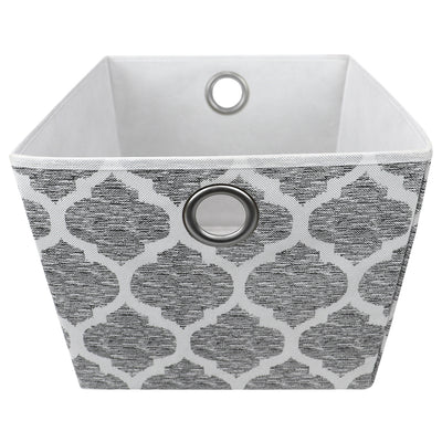 4 of 5:Home Basics Arabesque Storage Bin, White, 12.5x15x10 Inches 