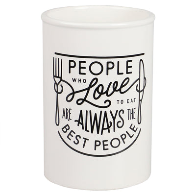 2 of 4:Home Basics Love - Vasija de cerámica para utensilios, color blanco 