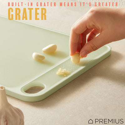 5 of 7:PREMIUS Reversible Non-Slip Cutting Board with Grater, Green, Large, 10.82x16.12 Inches 