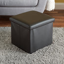 4 of 6:Home Basics Faux Leather Storage Ottoman, Black 