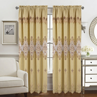 2 of 4:Panneau de fenêtre en macramé jacquard Arabella avec cantonnière attachée, 55 x 84 pouces 